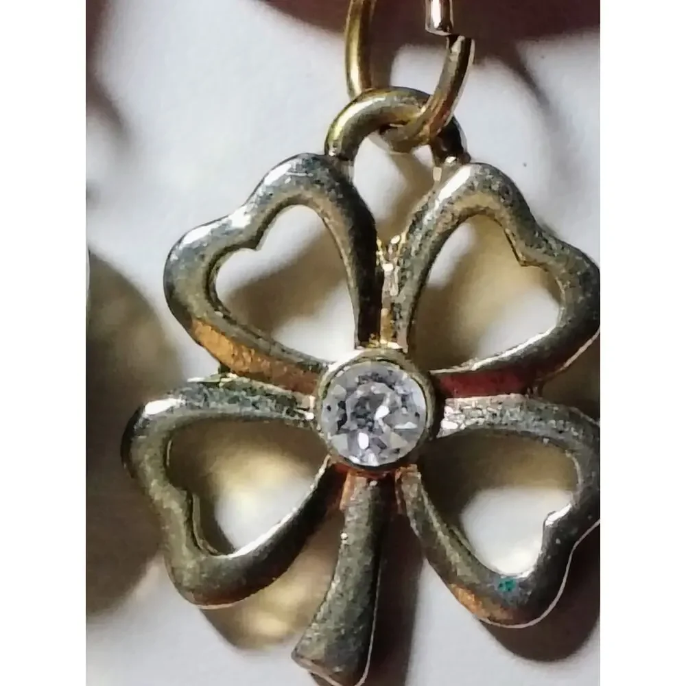 VCLM Gold Tone Charm Necklace Elephant Clover Horseshoe Boho Statement